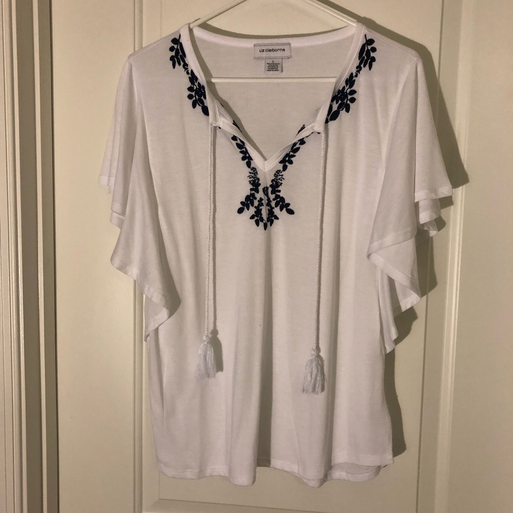 Flutter Sleeve Embroidered Top